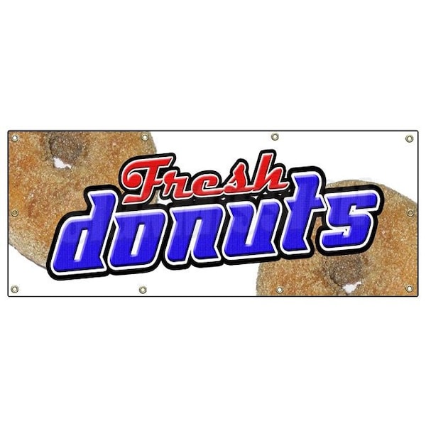 DONUTS BANNER SIGN hot donut doughnut shop signs glazed fresh made